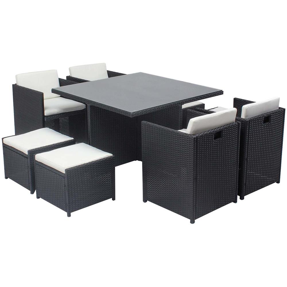 Salotto Da Giardino A Incasso 8 Posti Resina Intrecciata Nero/bianco Miami - Foto 1