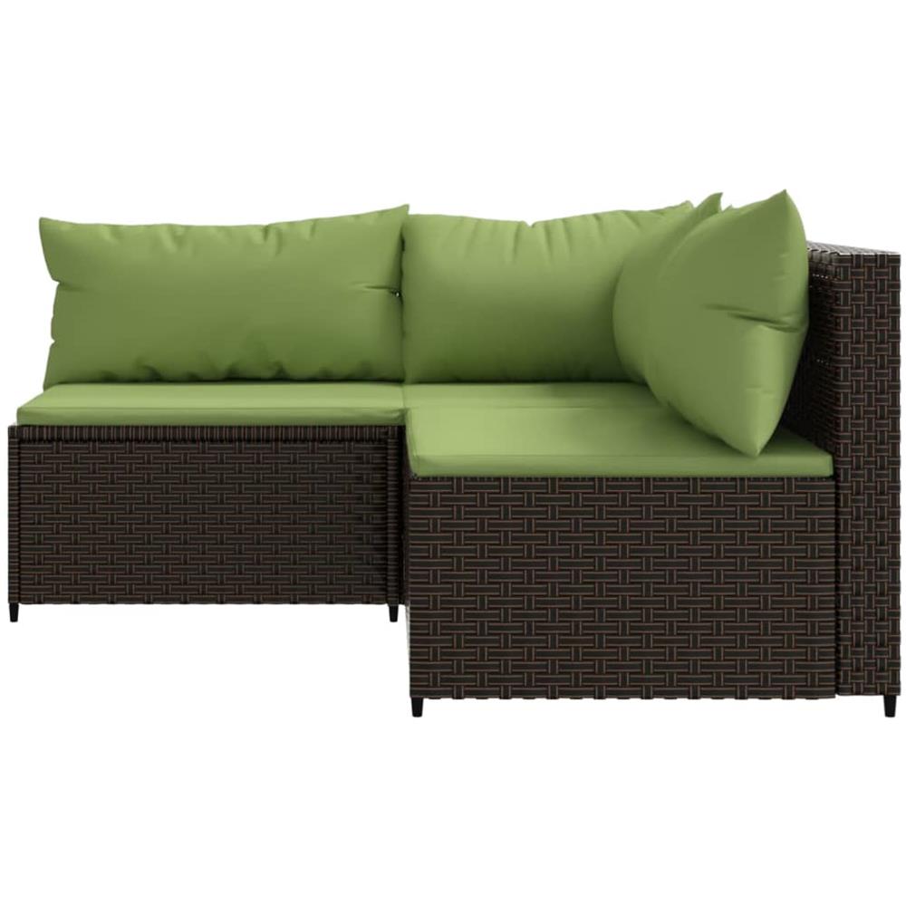 Set Mobili da Giardino 3 pz con Cuscini in Polyrattan Marrone - Foto 3