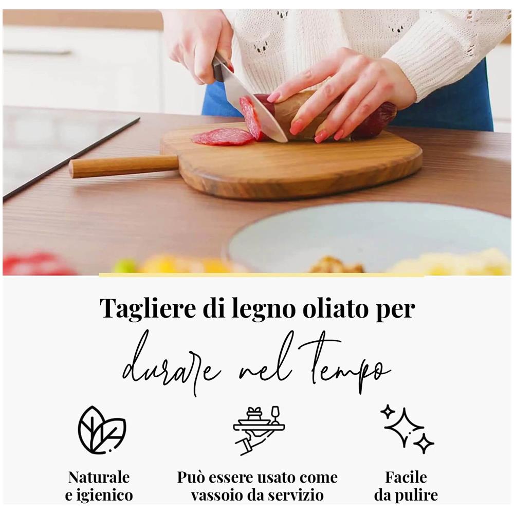 Tagliere In Legno A Forma Di Mela Fatto A Mano In Legno Di Noce Scuro Massiccio - Foto 2