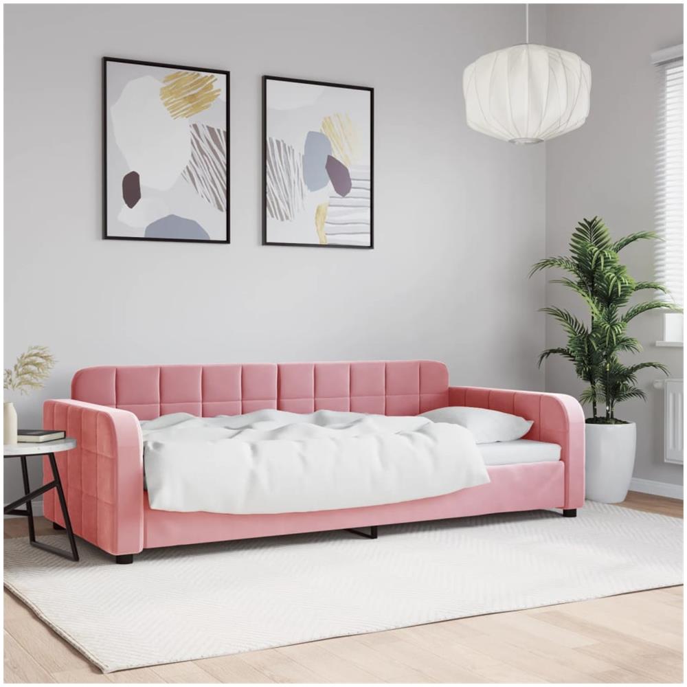 Letto Da Giorno Rosa 90x200 Cm In Velluto - Foto 1