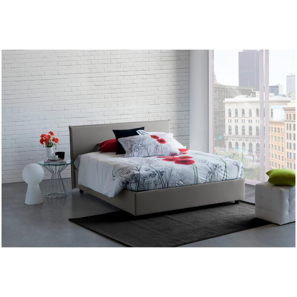 Letto Matrimoniale Bonella, Letto Contenitore Con Rivestimento In Tessuto, 100% Made In Italy, Apertura Frontale, Adatto Per Materasso Cm 160x200, Grigio - Foto 2