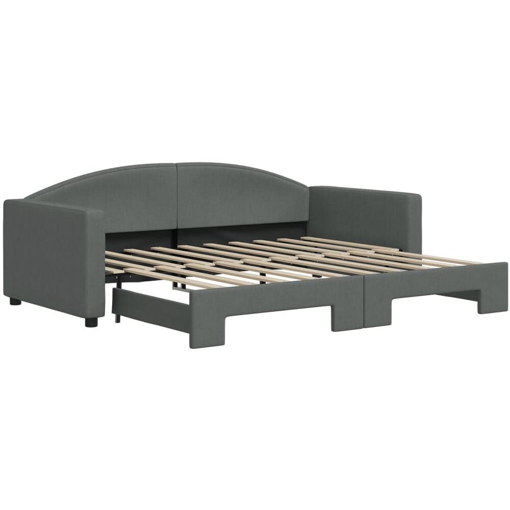 Divano Letto Con Letto Estraibile Grigio Scuro 90x190cm Tessuto - Foto 2
