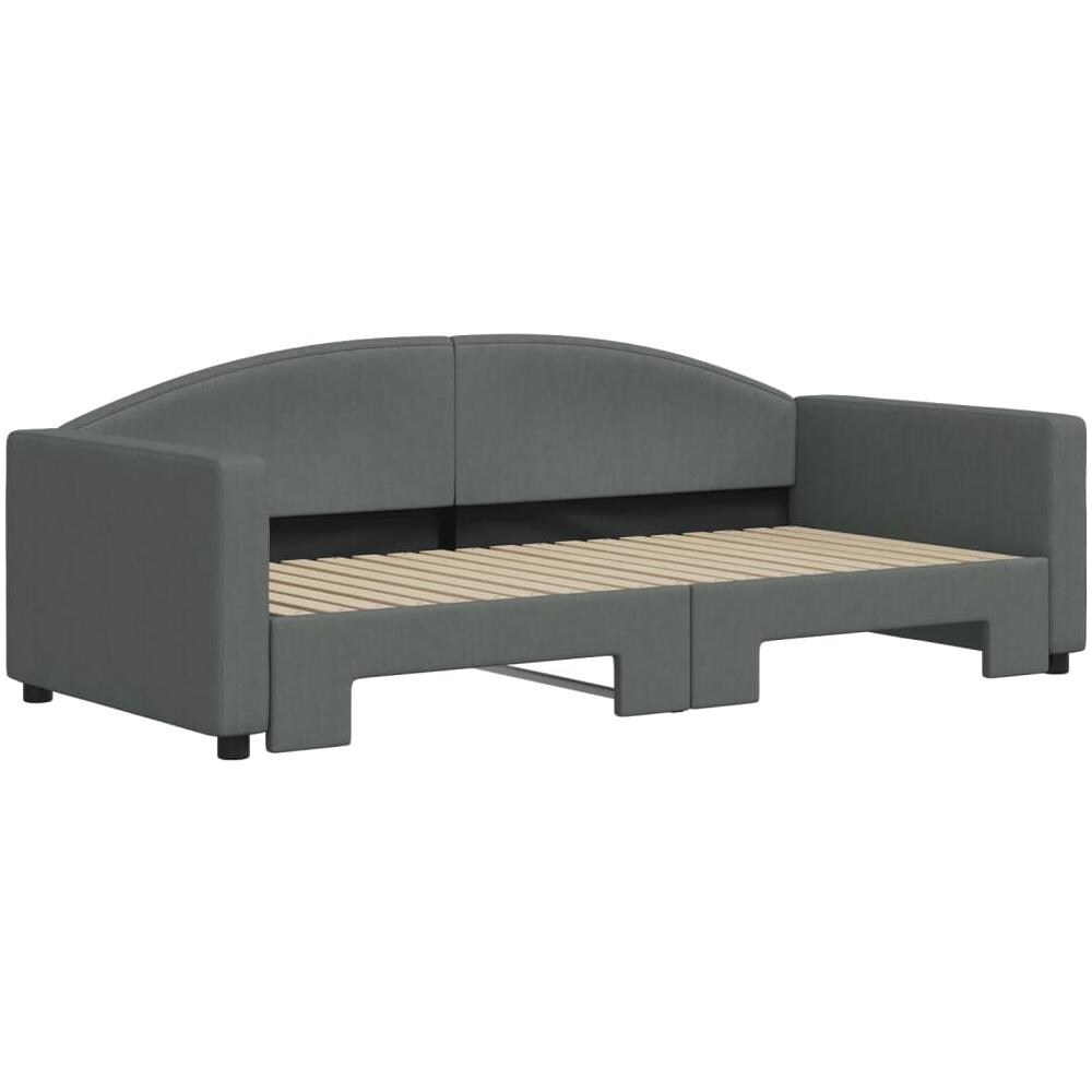 Divano Letto Con Letto Estraibile Grigio Scuro 90x190cm Tessuto - Foto 3