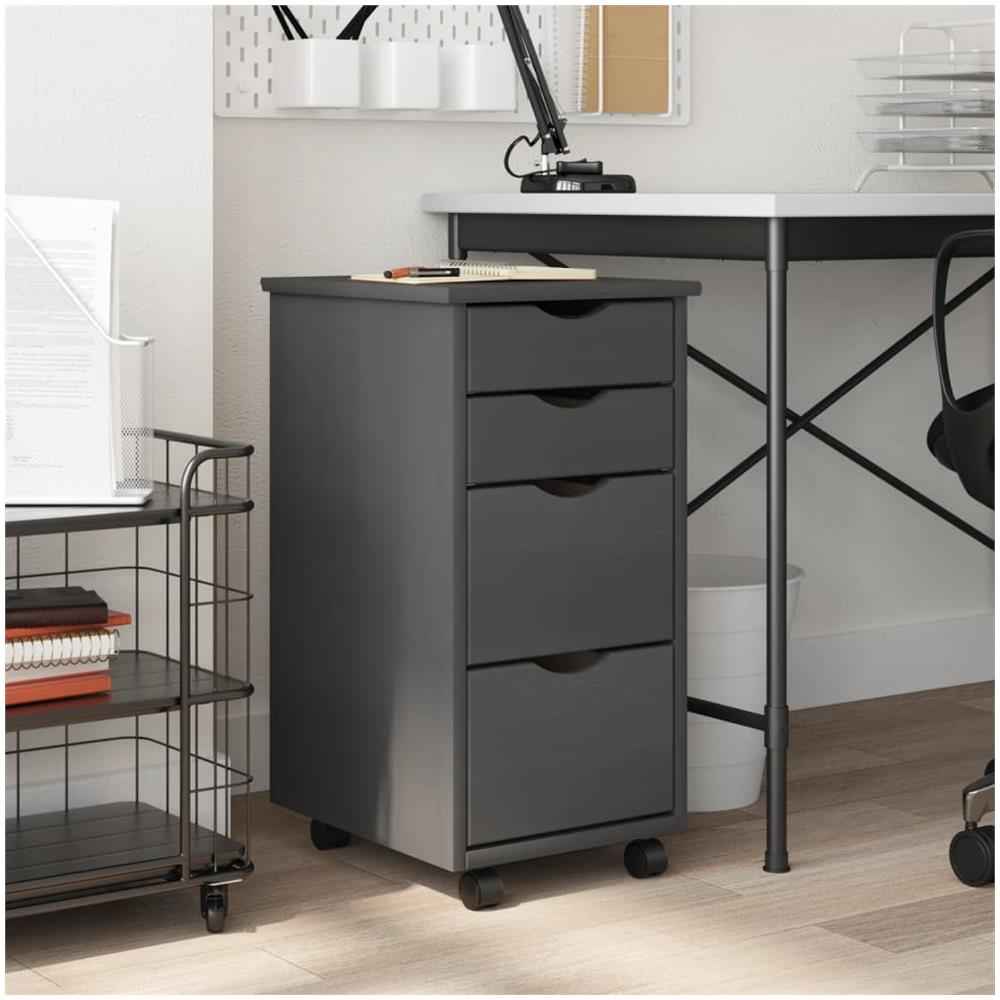 Armadietto Rotante Con Cassetti Moss Grigio Legno Massello Pino - Foto 1