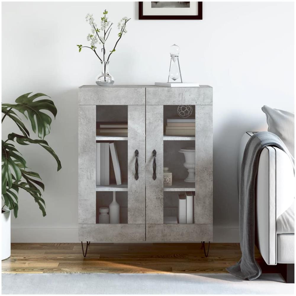 Credenza Grigio Cemento 69,5x34x90 Cm In Legno Multistrato - Foto 1