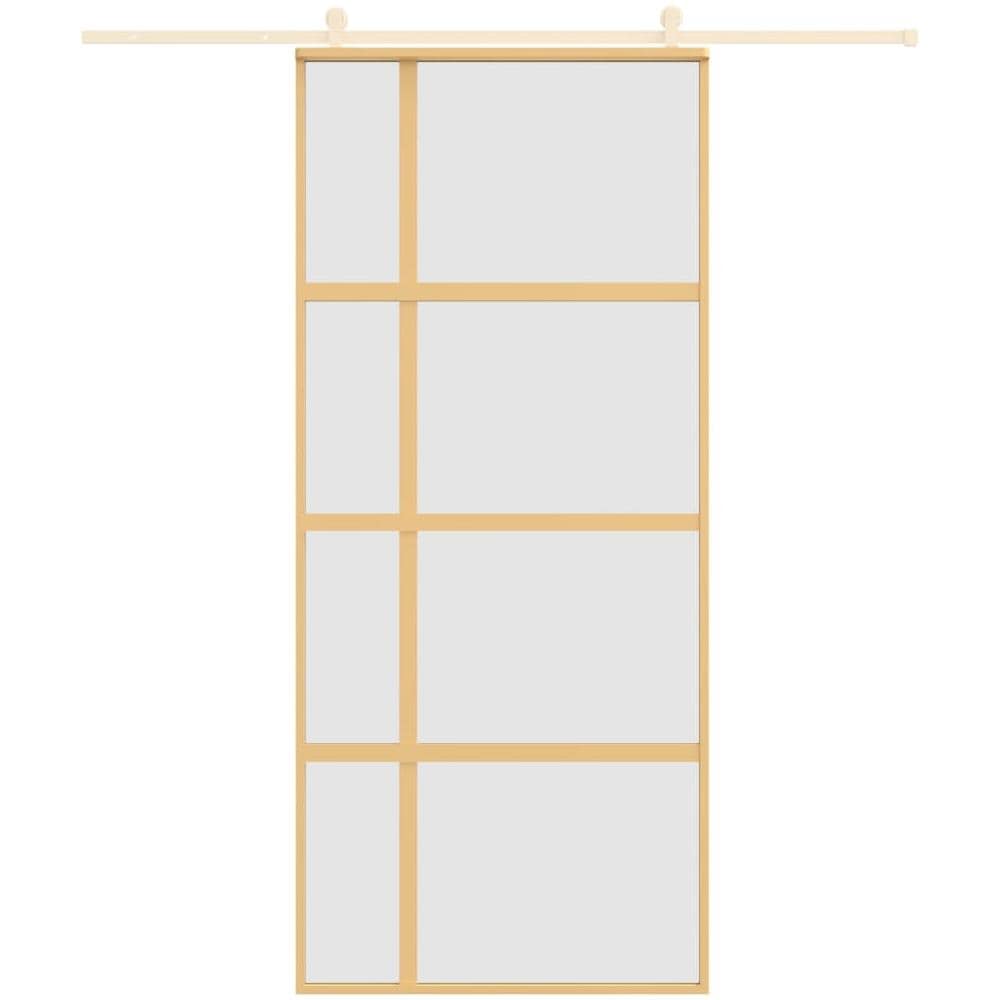 Porta Scorrevole Dorata 90x205 Vetro Smerigliato Esg Alluminio - Foto 3