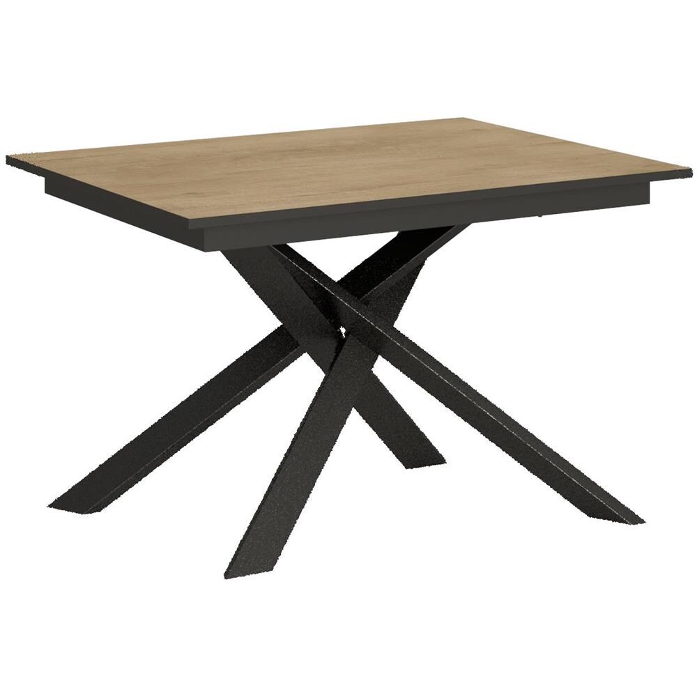 Tavolo allungabile 80x120/180cm Ganty quercia natura - bordo Antracite telaio antracite - Foto 1