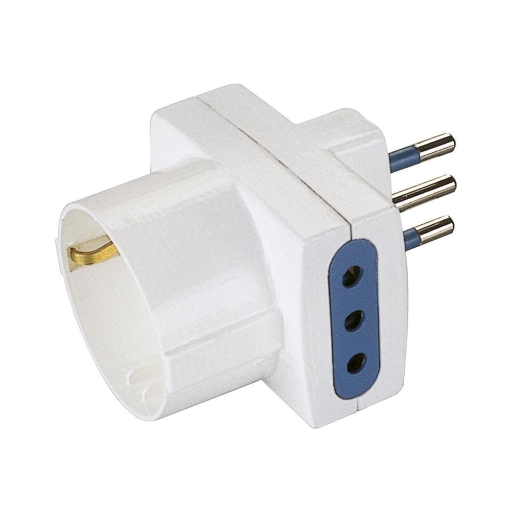 Adattatore Spina 10 A 2p+T, Prese 10 A 2p+T, 10/16 A 2p+T Bianco - Foto 1