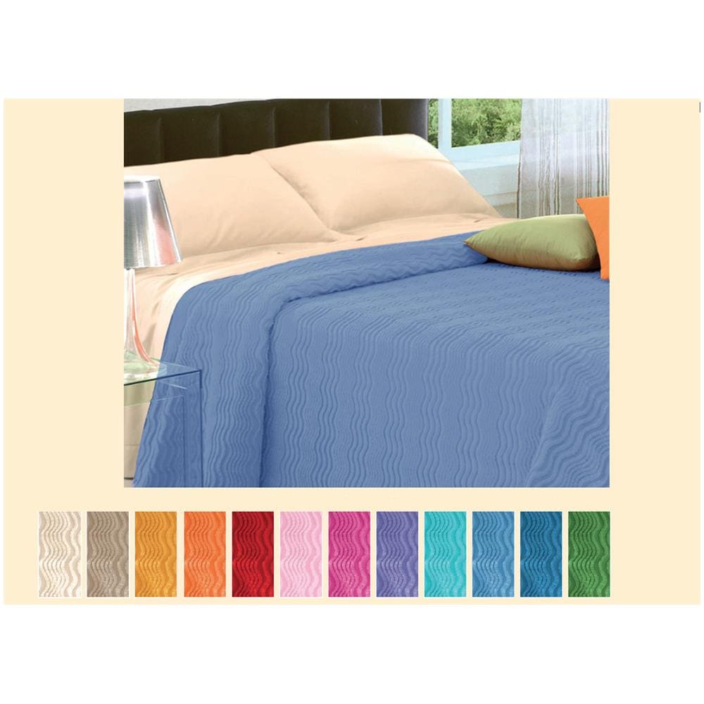 Copriletto Tinta Unita In Morbidissima Ciniglia A Onde 100% Cotone Vari Colori Singolo Bluette 10 - Foto 3