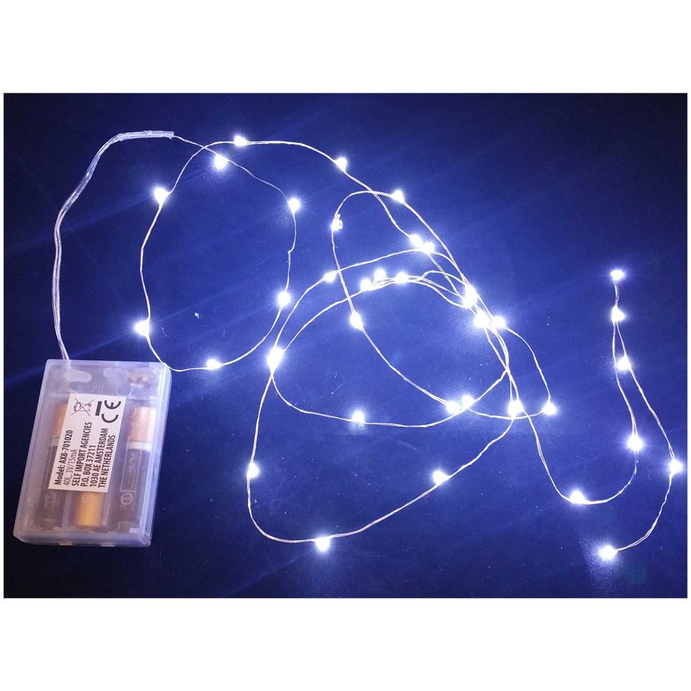 40 Luci Natale Microled Colore Bianco Freddo A Batteria Presepe Addobbi - Foto 1