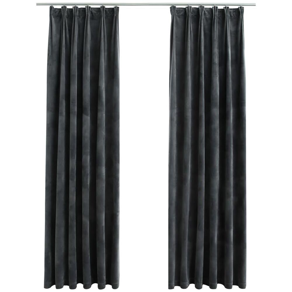 Tende Oscuranti Con Ganci 2 Pz Antracite In Velluto 140x175 Cm - Foto 2