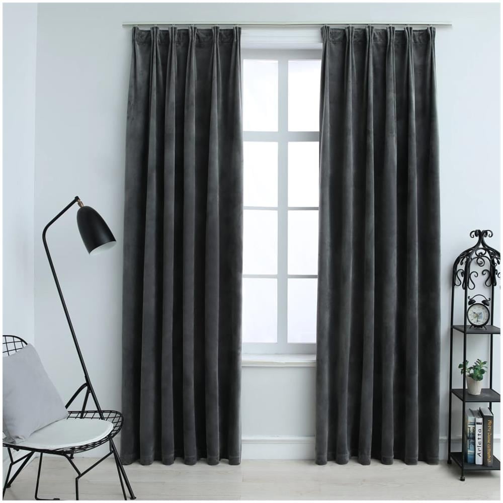 Tende Oscuranti Con Ganci 2 Pz Antracite In Velluto 140x175 Cm - Foto 1