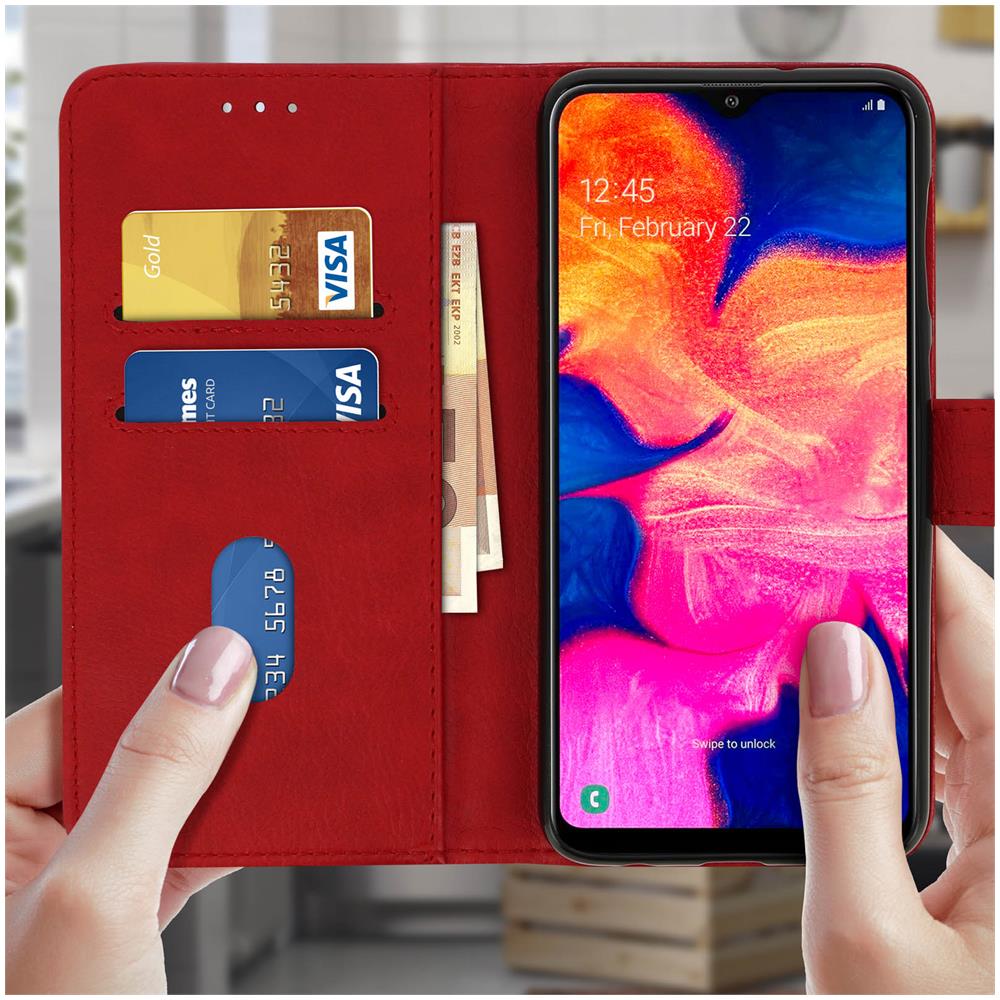 Custodia Galaxy A10 Portacarte Funzione Supporto Cover Silicone - Rosso - Foto 2