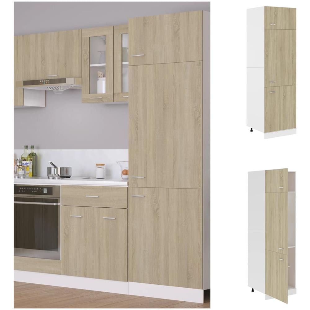 Mobile per Frigo Rovere Sonoma 60x57x207 cm Legno Multistrato - Foto 1