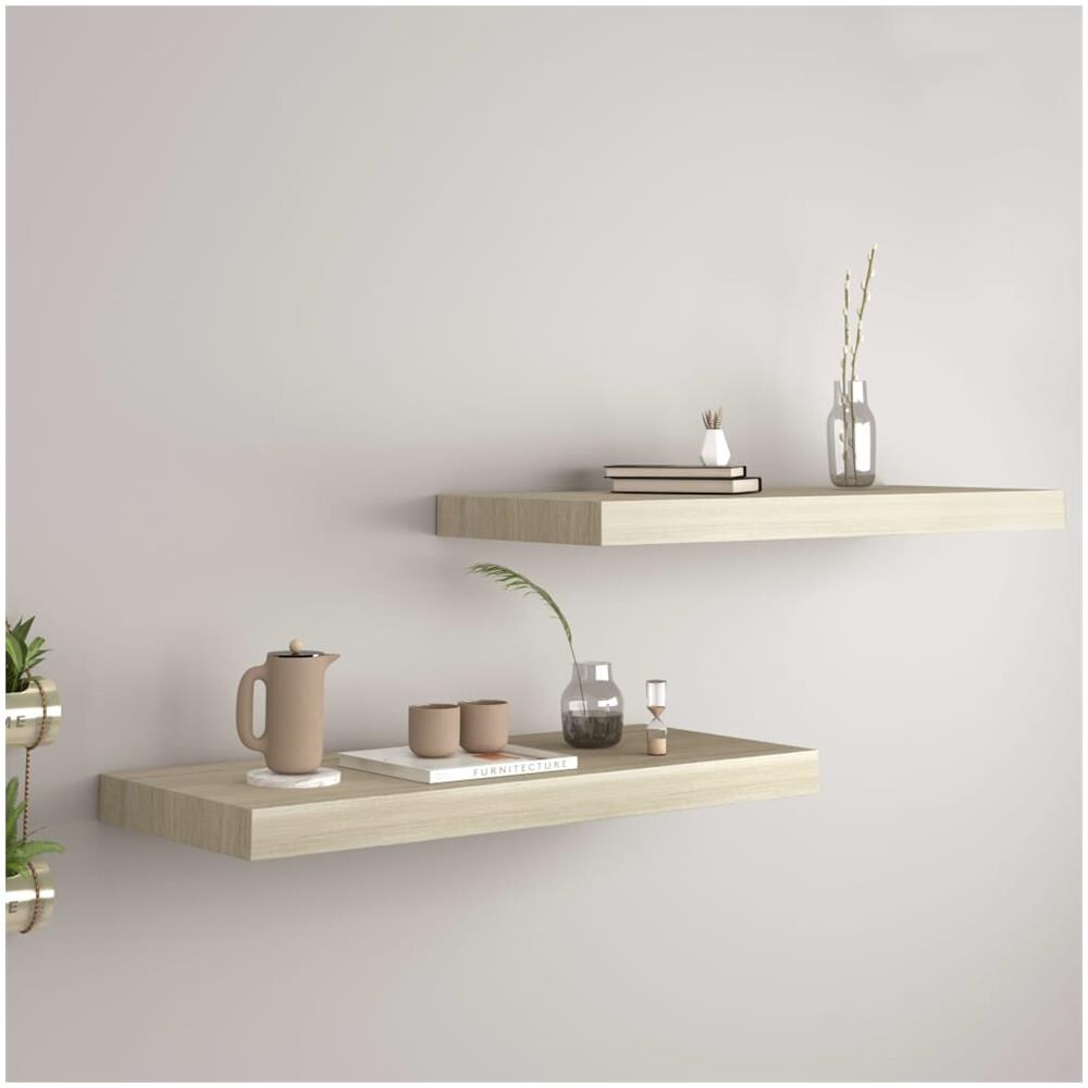 Scaffali A Parete 2 Pz Rovere 60x23,5x3,8 Cm In Mdf - Foto 1