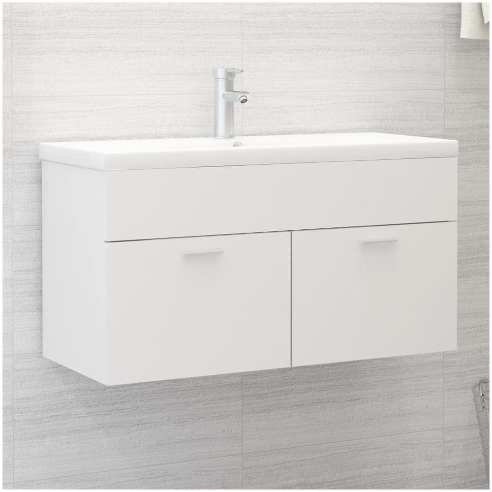 Mobile da Bagno con Lavabo Integrato Bianco in Truciolato - Foto 1