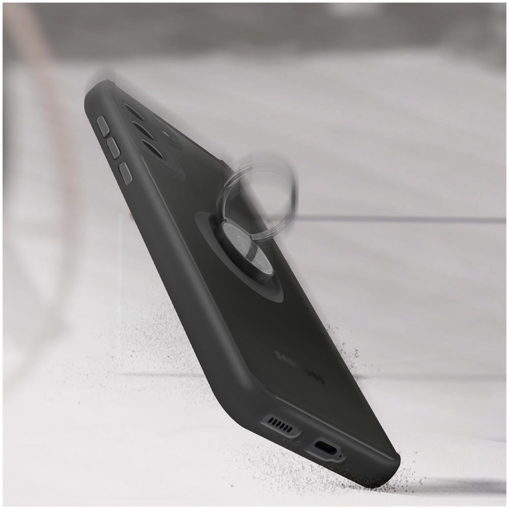Cover Samsung Galaxy S21 Fe Bimateriale Anello Supporto Metallico Nera - Foto 2