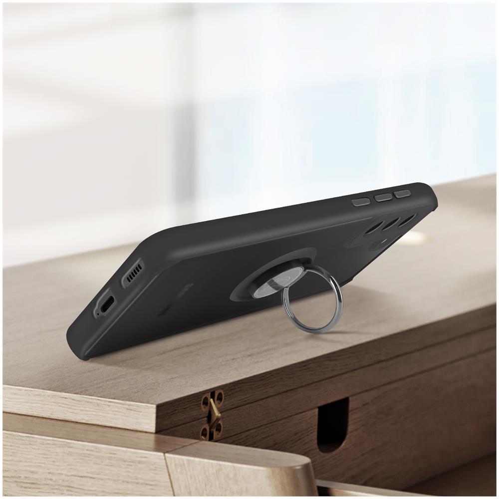 Cover Samsung Galaxy S21 Fe Bimateriale Anello Supporto Metallico Nera - Foto 5