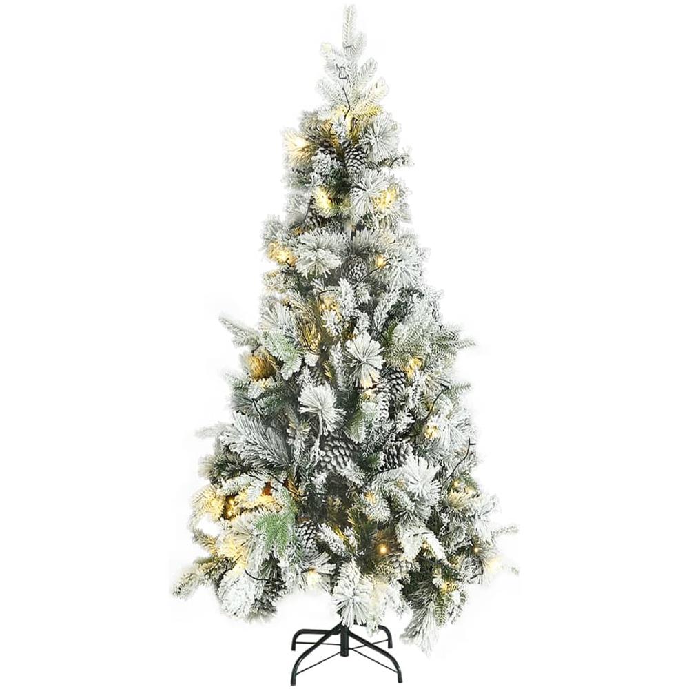 Albero di Natale con Neve Floccata LED e Pigne 225 cm PVC e PE - Foto 2