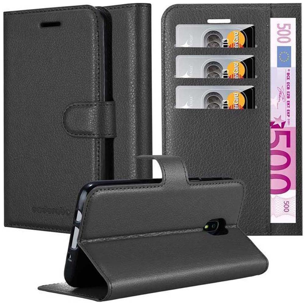 Custodia Compatibile Con Samsung Galaxy J7 2018 In Nero Carbone - Coperchio Protettiva Con Chiusura Magnetica, Funzione Stand E Tasca Per Le Carte - Foto 1