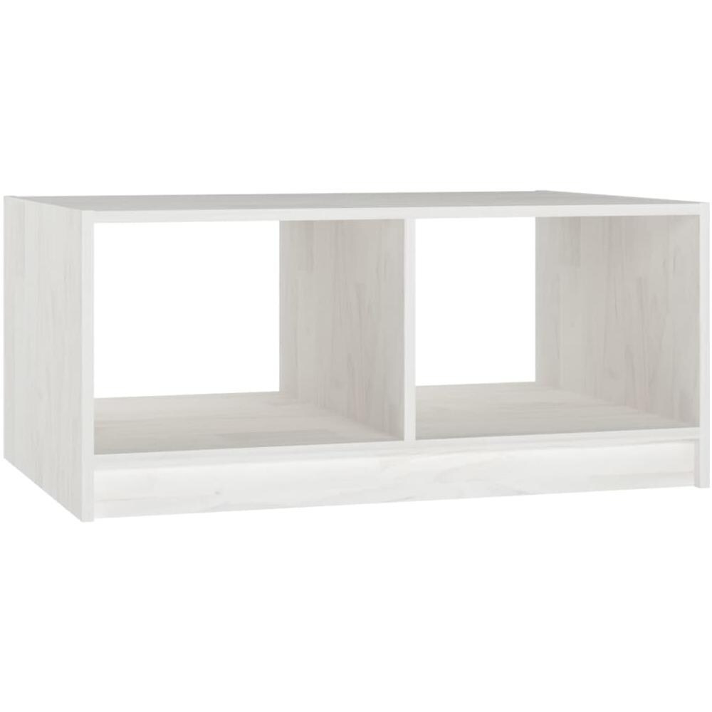 Tavolino Da Salotto Bianco 75x50x33,5 Cm Legno Massello Di Pino - Foto 2