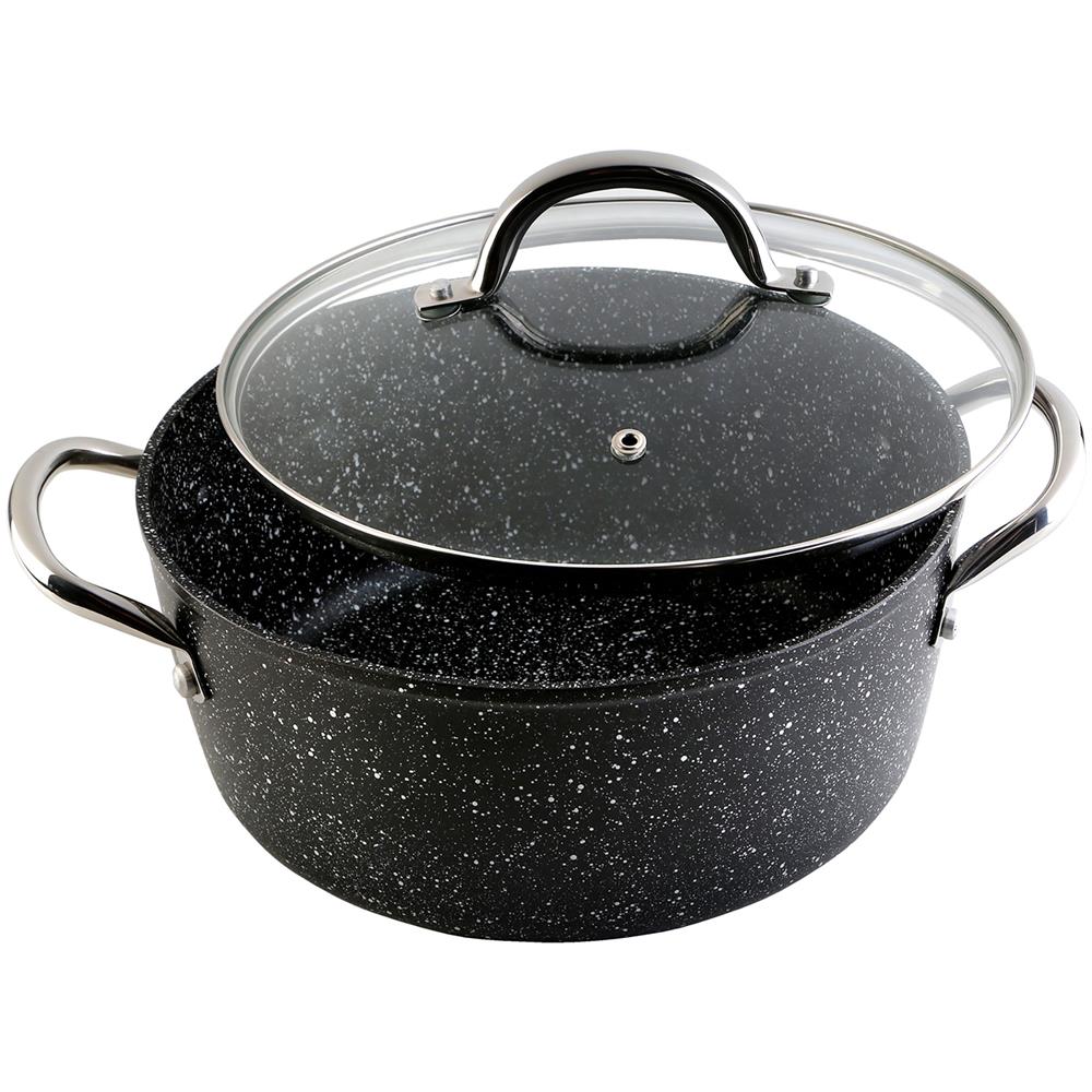 Granite Casseruola Alta 28 Cm Induzione Antiaderente Ecologico Senza Pfoa, Alluminio Nero - Foto 4