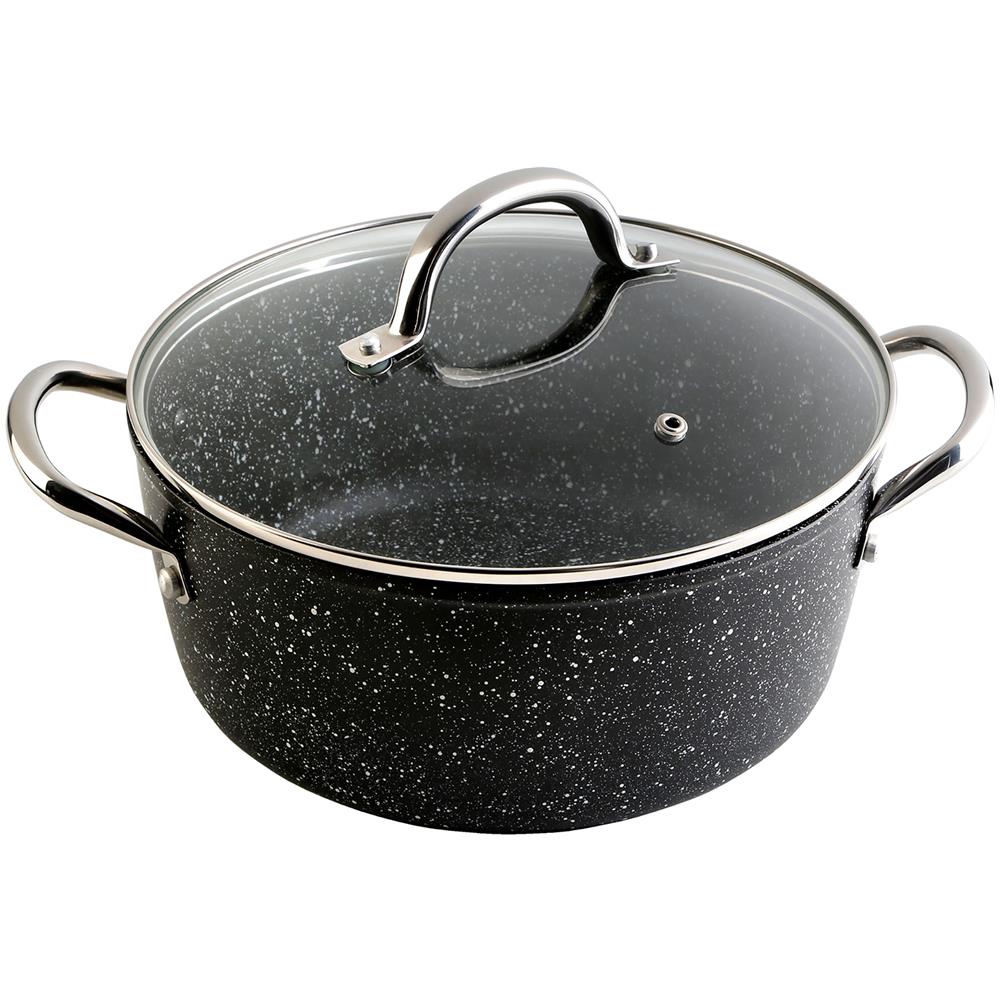 Granite Casseruola Alta 28 Cm Induzione Antiaderente Ecologico Senza Pfoa, Alluminio Nero - Foto 1