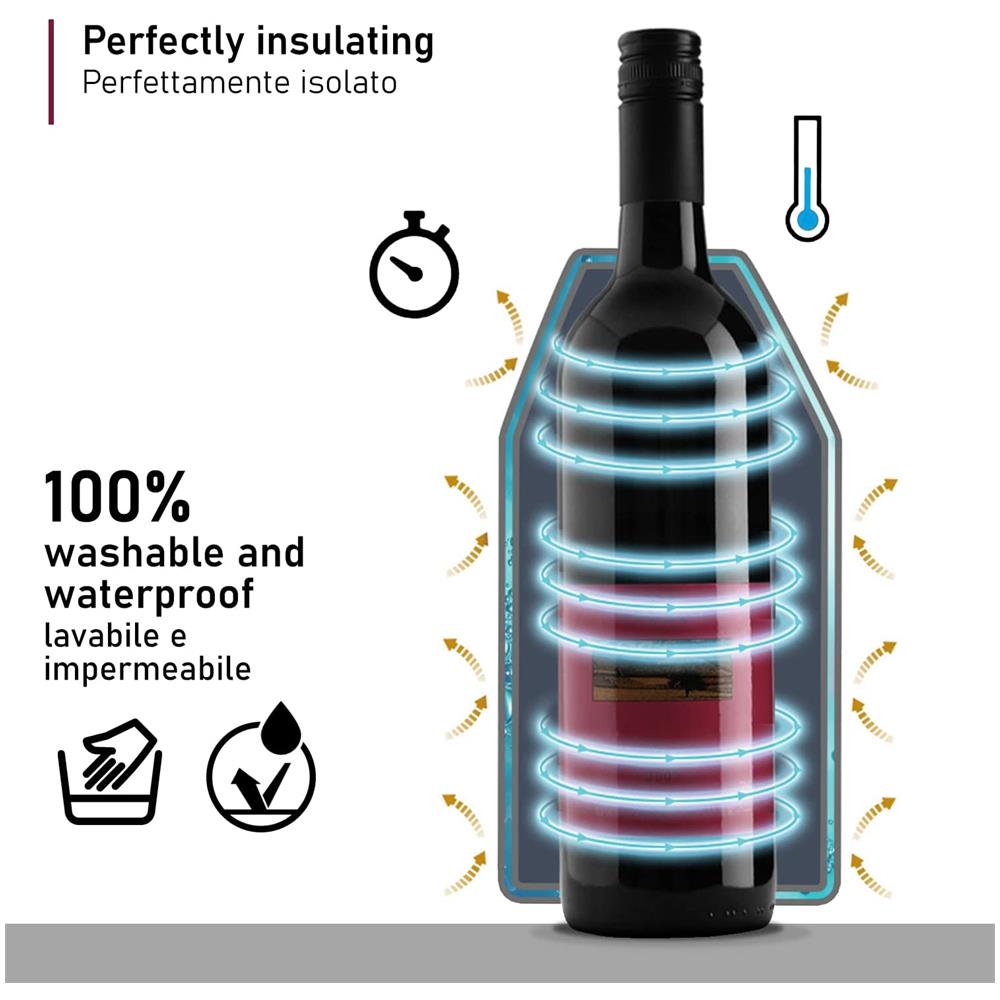 Borsa Termica Per Bottiglie Di Vino O Champagne, Refrigeratore Vino, Raffredda Bottiglie Di Vino Da Tavolo, Ghiaccio Per Bottiglie, Tessuto Idrorepellente Ed Elastico (black)  - Foto 7
