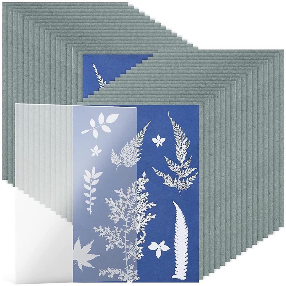 Gukasxi 24 fogli di carta cianotipo ad alta sensibilità con stampa naturale (6 colori), 21,9 x 29,9 cm, carta da disegno solare per bambini e adulti, per progetti creativi
