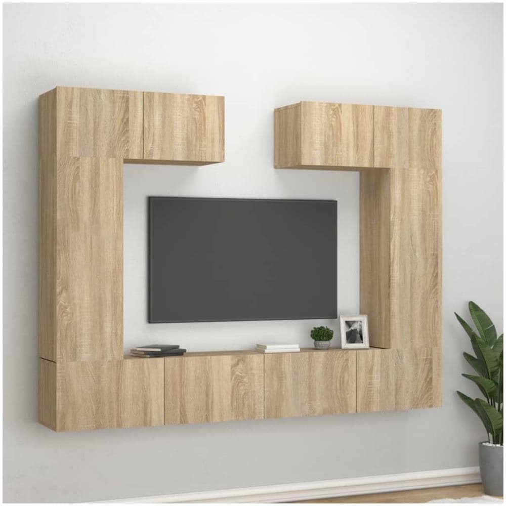 Set Di Mobili Porta Tv 6 Pz Rovere Sonoma In Legno Multistrato - Foto 1