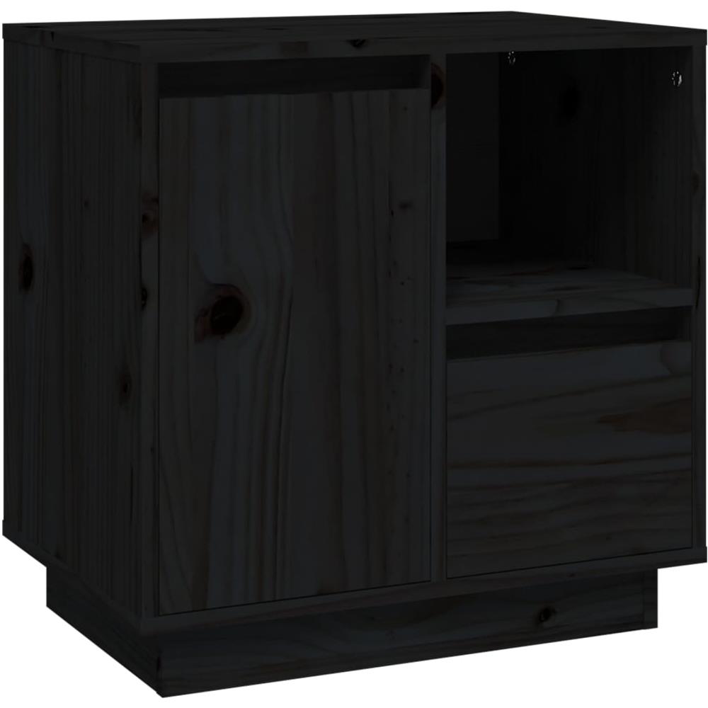 Comodino Nero 50x34x50 Cm In Legno Massello Di Pino - Foto 2