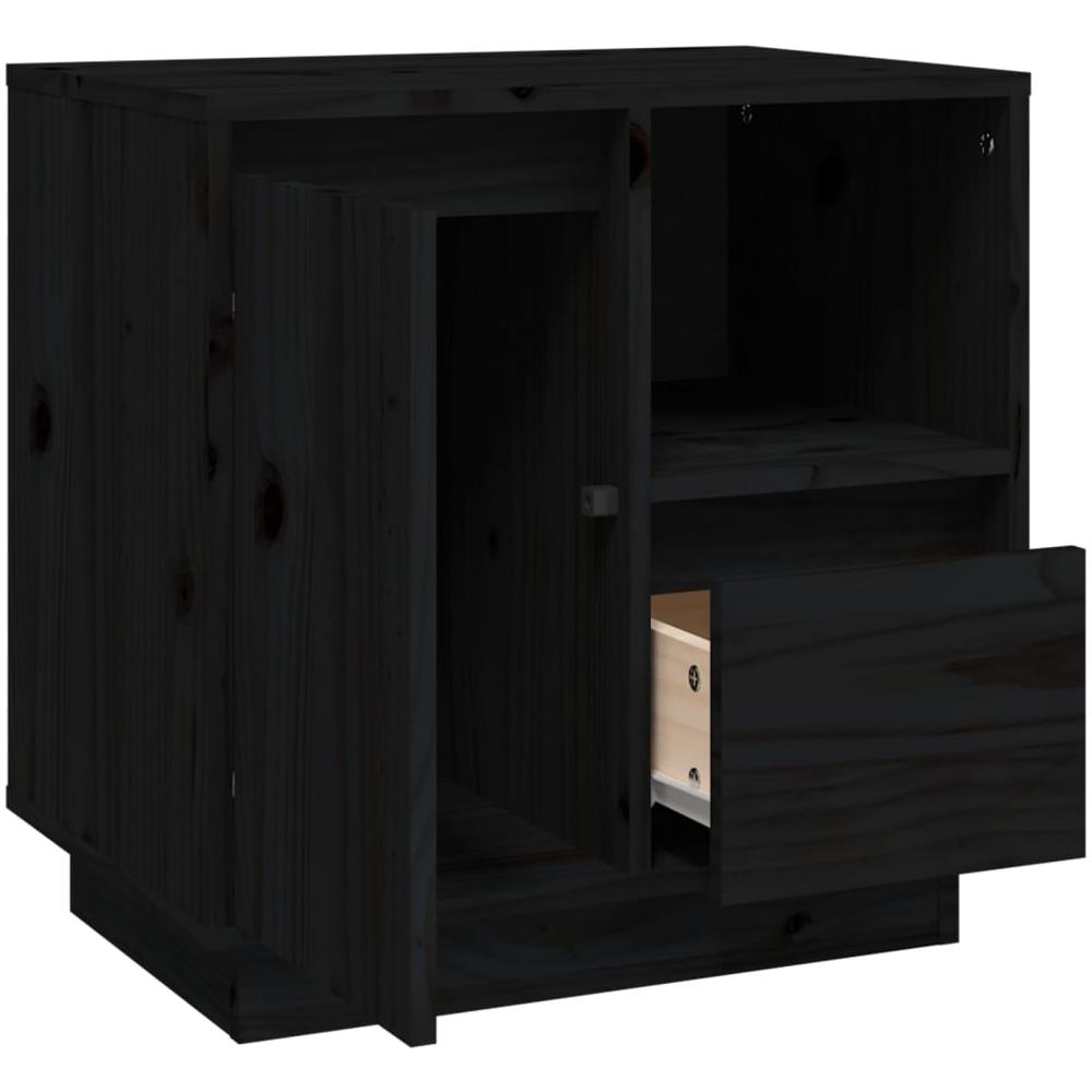 Comodino Nero 50x34x50 Cm In Legno Massello Di Pino - Foto 9