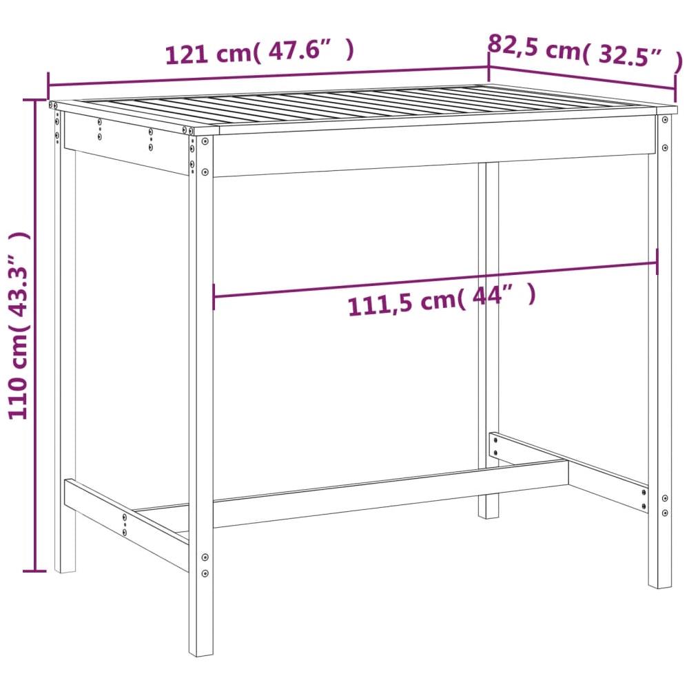 Tavolo Da Giardino Grigio 121x82,5x110cm Legno Massello Di Pino - Foto 6
