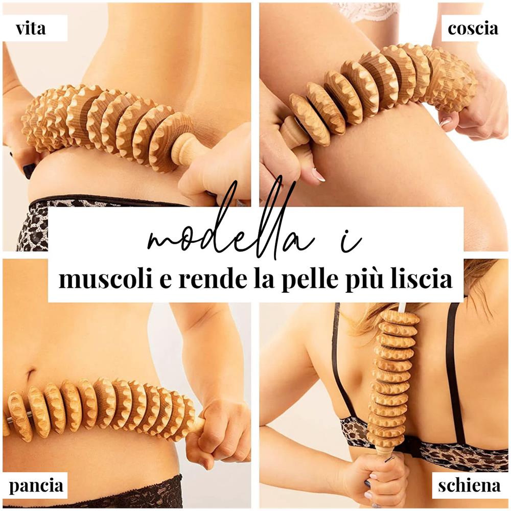 Massaggiatore A Rullo Flessibile In Legno Anticellulite E Per Il Drenaggio Linfatico - Maderoterapia - Foto 2