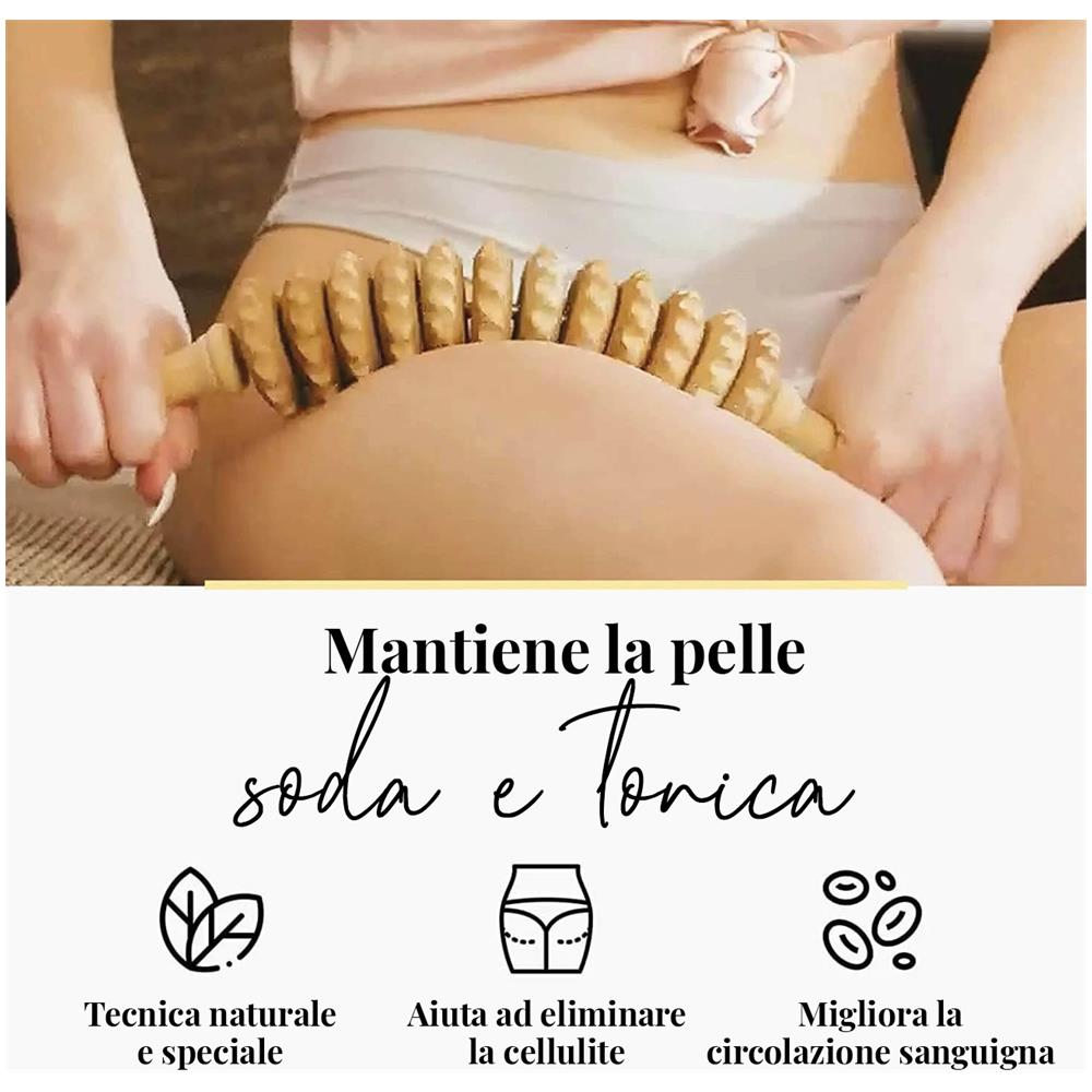 Massaggiatore A Rullo Flessibile In Legno Anticellulite E Per Il Drenaggio Linfatico - Maderoterapia - Foto 3