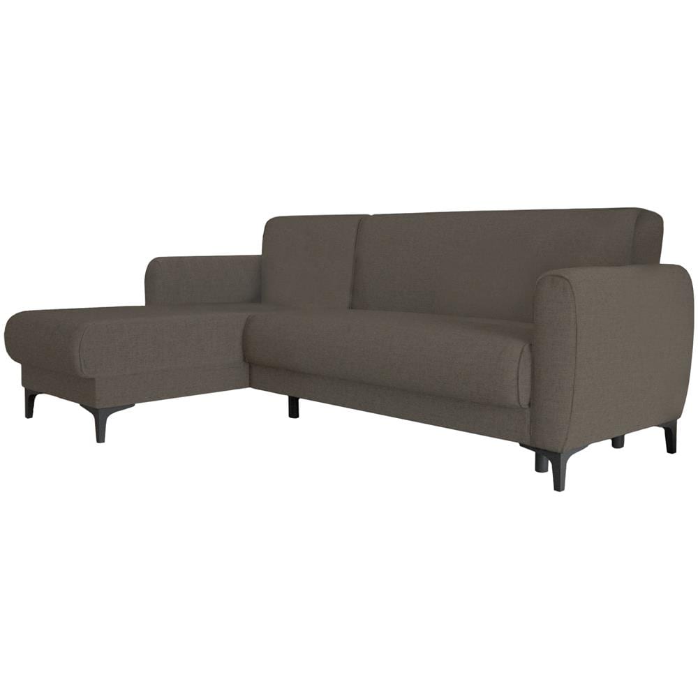 Divano Letto Angel, Divano Letto Ad Angolo Con Penisola Reversibile, Sofà Contenitore Moderno Con Chaiselongue E 3 Cuscini, 230x153h85 Cm, Marrone - Foto 2