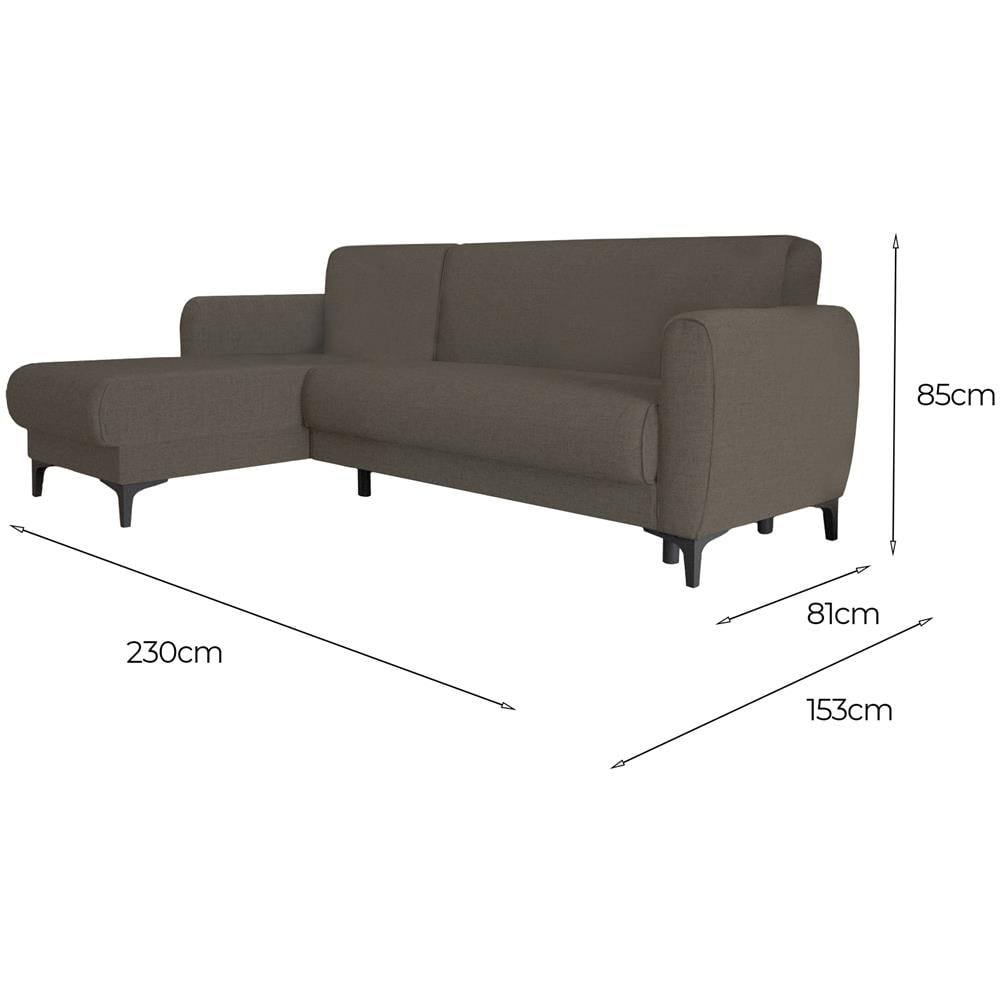 Divano Letto Angel, Divano Letto Ad Angolo Con Penisola Reversibile, Sofà Contenitore Moderno Con Chaiselongue E 3 Cuscini, 230x153h85 Cm, Marrone - Foto 4