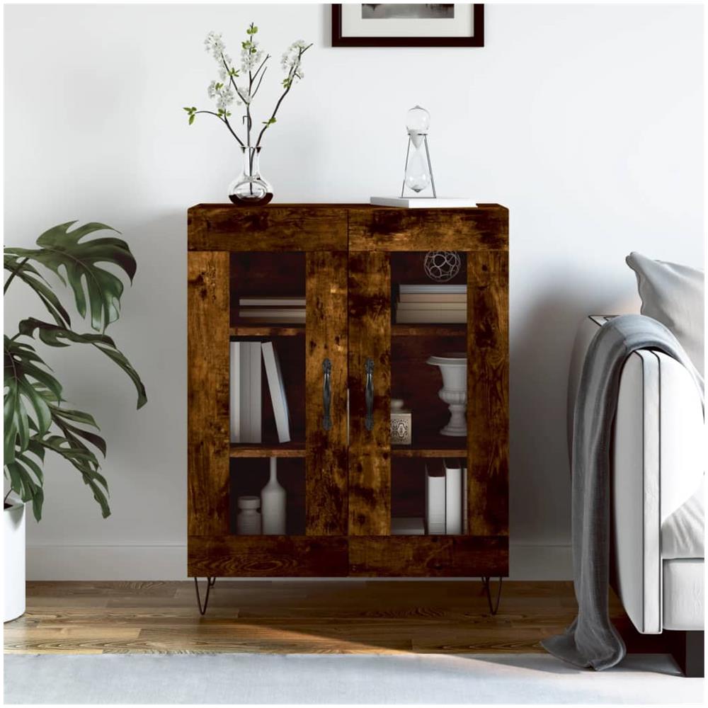Credenza Rovere Fumo 69,5x34x90 Cm In Legno Multistrato - Foto 1