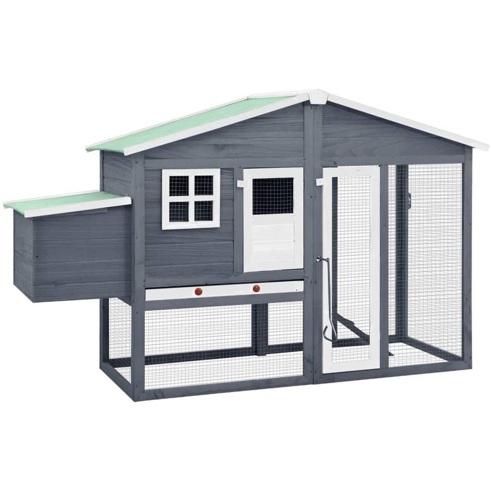 Pollaio Con Casetta Nidificazione Grigio Bianco In Legno Abete - Foto 1