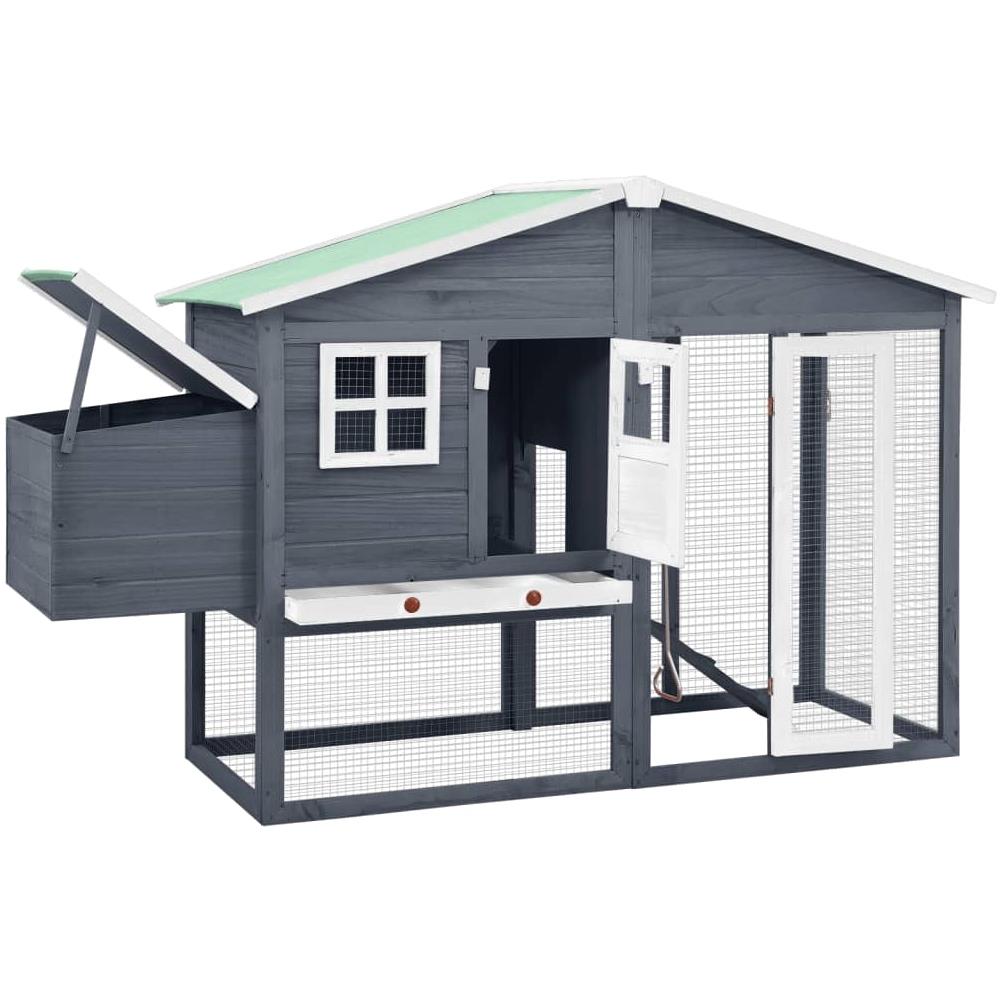 Pollaio Con Casetta Nidificazione Grigio Bianco In Legno Abete - Foto 2