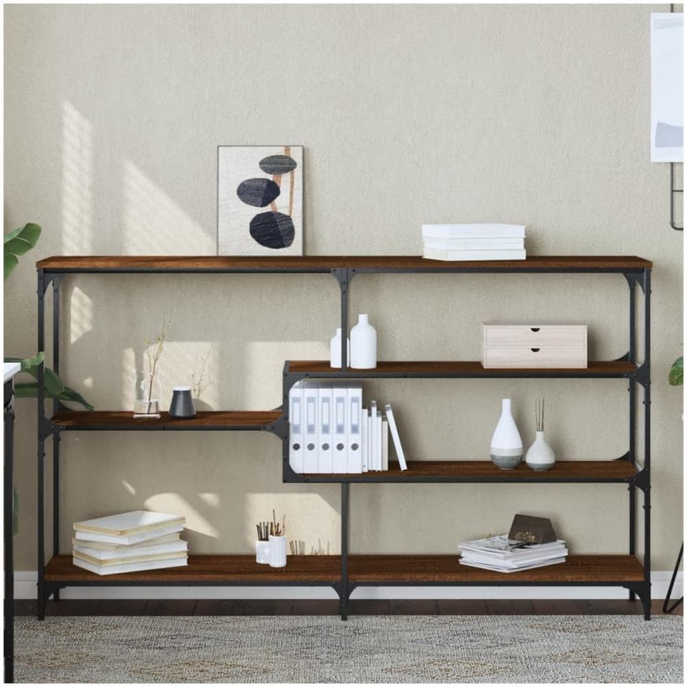 Tavolino Consolle Rovere Marrone 160x32x95 Cm Legno Multistrato - Foto 1