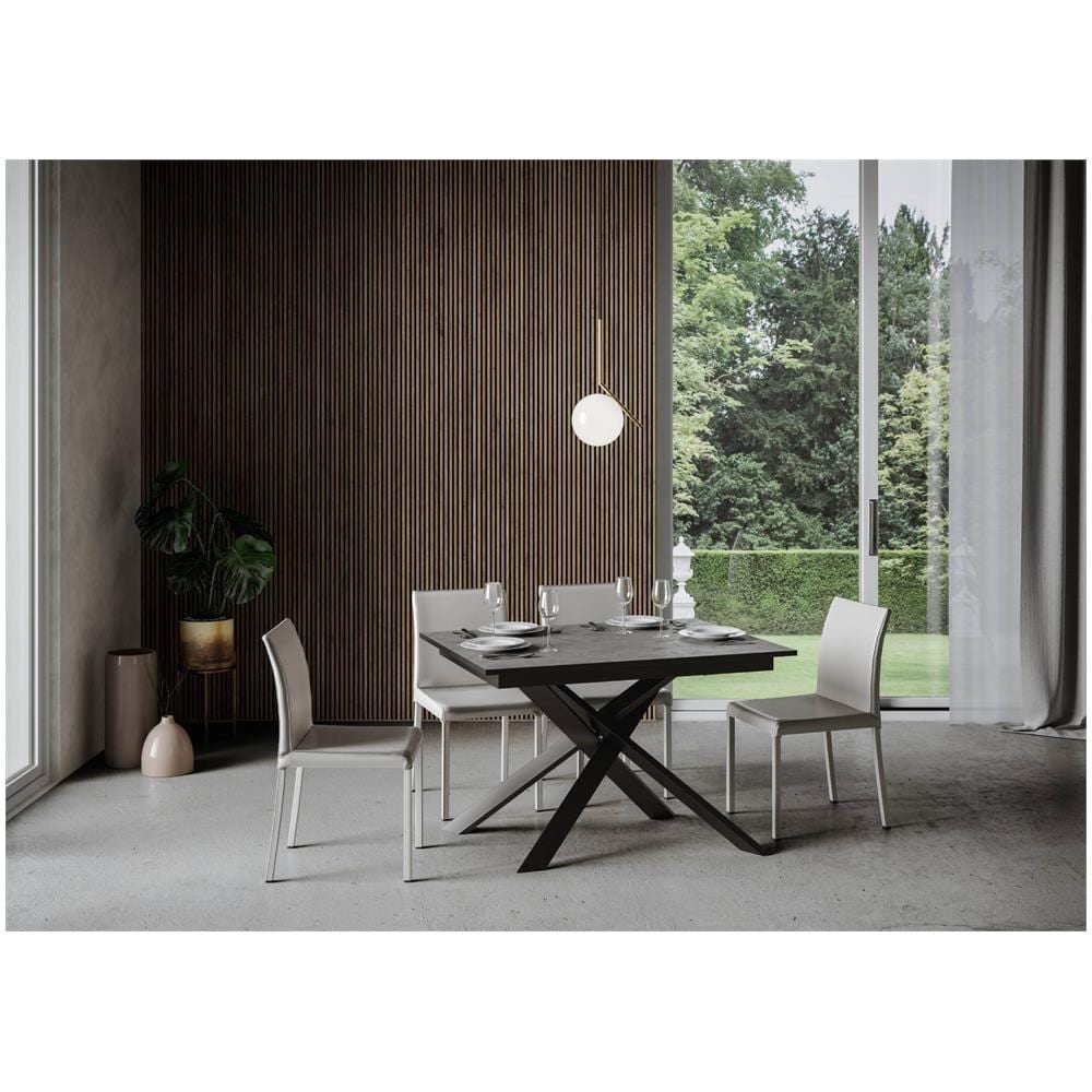 Tavolo allungabile 80x120/180cm Ganty tortora - bordo Antracite telaio antracite - Foto 2