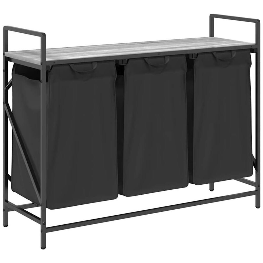 Cesto per la Biancheria 3 Scomparti con Ripiano Grigio Sonoma - Foto 1