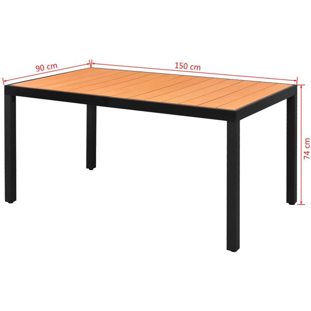 Tavolo Da Pranzo Per Giardino Wpc Alluminio 150x90x74cm Marrone - Foto 3