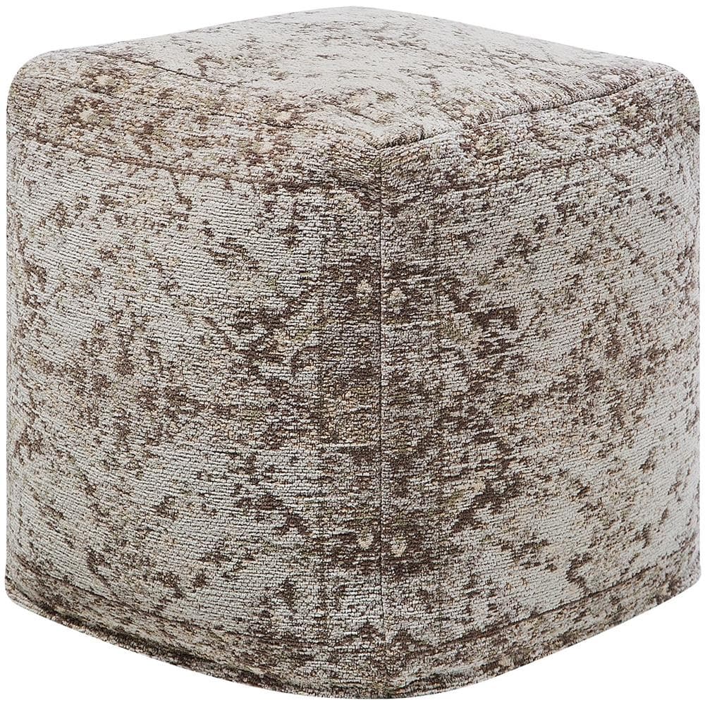 Pouf In Tessuto Grigio / beige Talpa 42 X 42 Cm Meerut - Foto 1