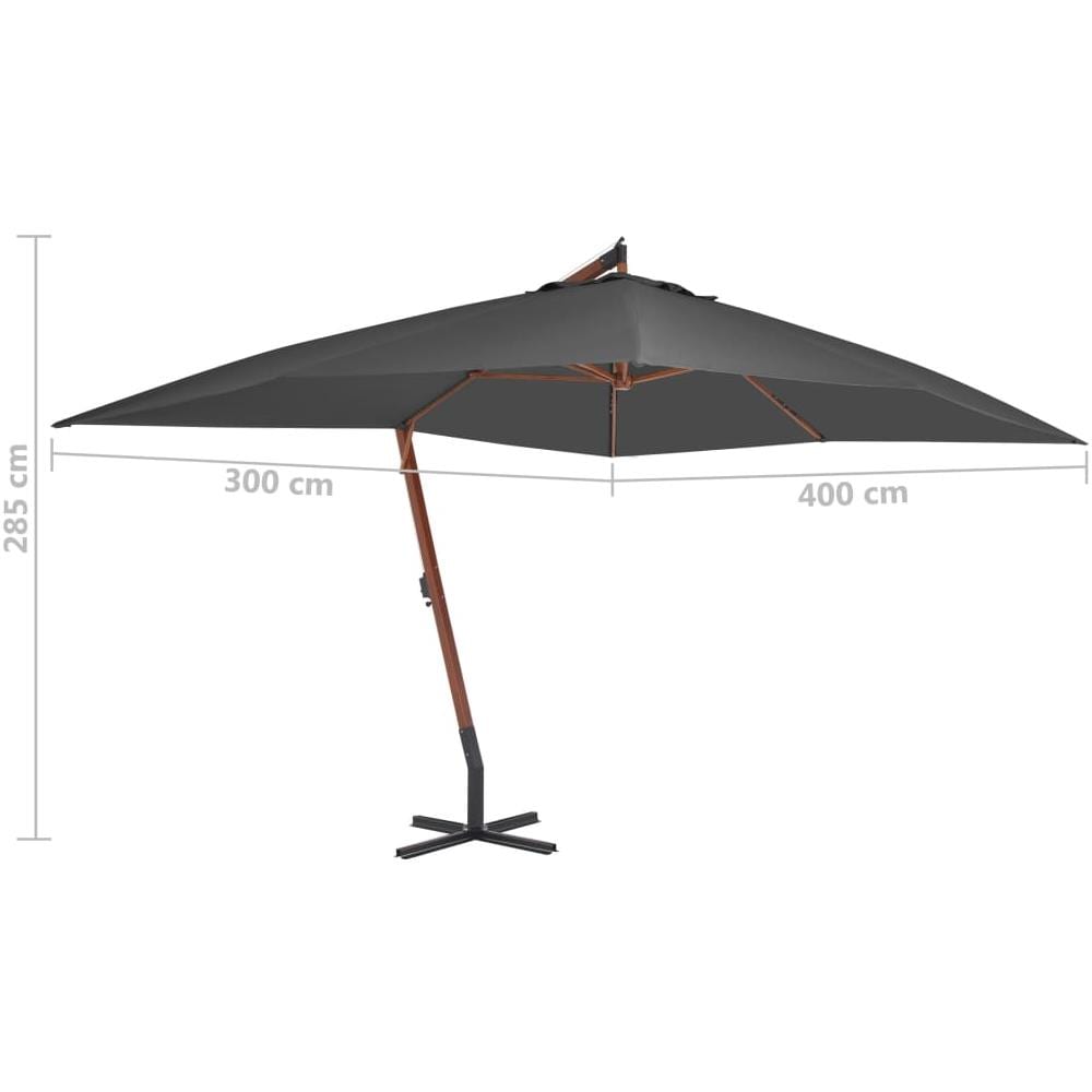 Ombrellone A Sbalzo Con Palo In Legno 400x300cm Antracite - Foto 5