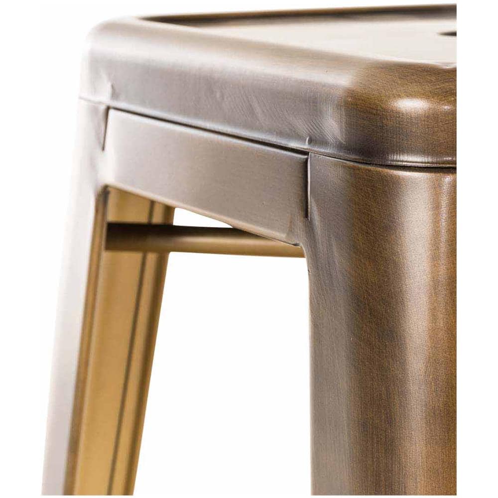 Sgabello Bar Joshua V2 in Metallo Stile Industriale - Sgabello Bancone Robusto Impilabile - Sgabello Cucina Senza Schienale I Sgabello Design H 76 cm Oro - Foto 5