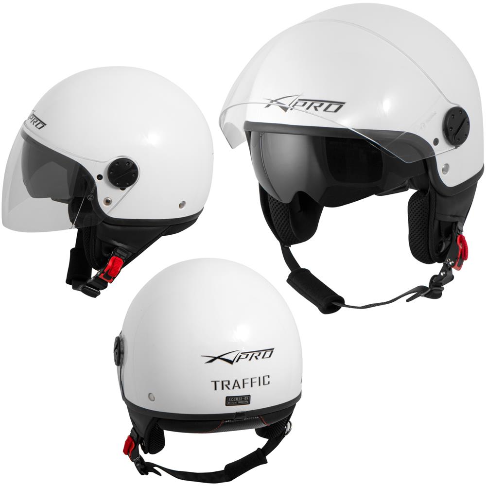 Casco Jet Scooter Moto Ece 22 Doppia Visiera Parasole Bianco Xs - Foto 1