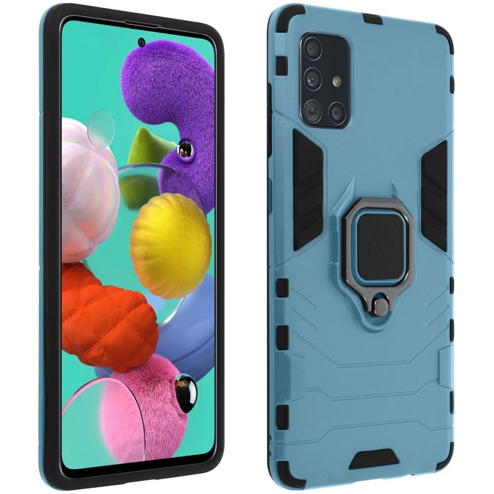 Cover Samsung Galaxy A51 Bi-materiale Anello Supporto Video Blu - Foto 1