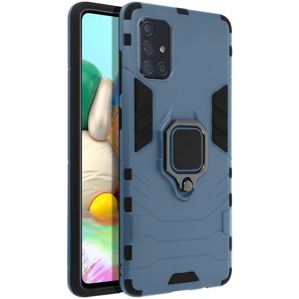 Cover Samsung Galaxy A51 Bi-materiale Anello Supporto Video Blu - Foto 10